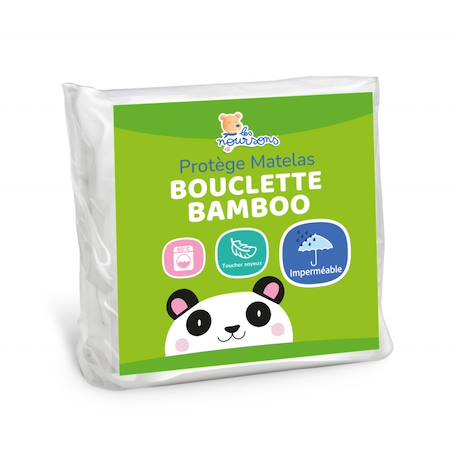Les Noursons - Protège Matelas Bébé Bamboo - Alèse Imperméable Blanc