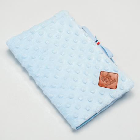 Protège carnet de santé en minky Bleu+Camel+Denim+Écru+Gris+Rose+Vert émeraude 2 - vertbaudet enfant 