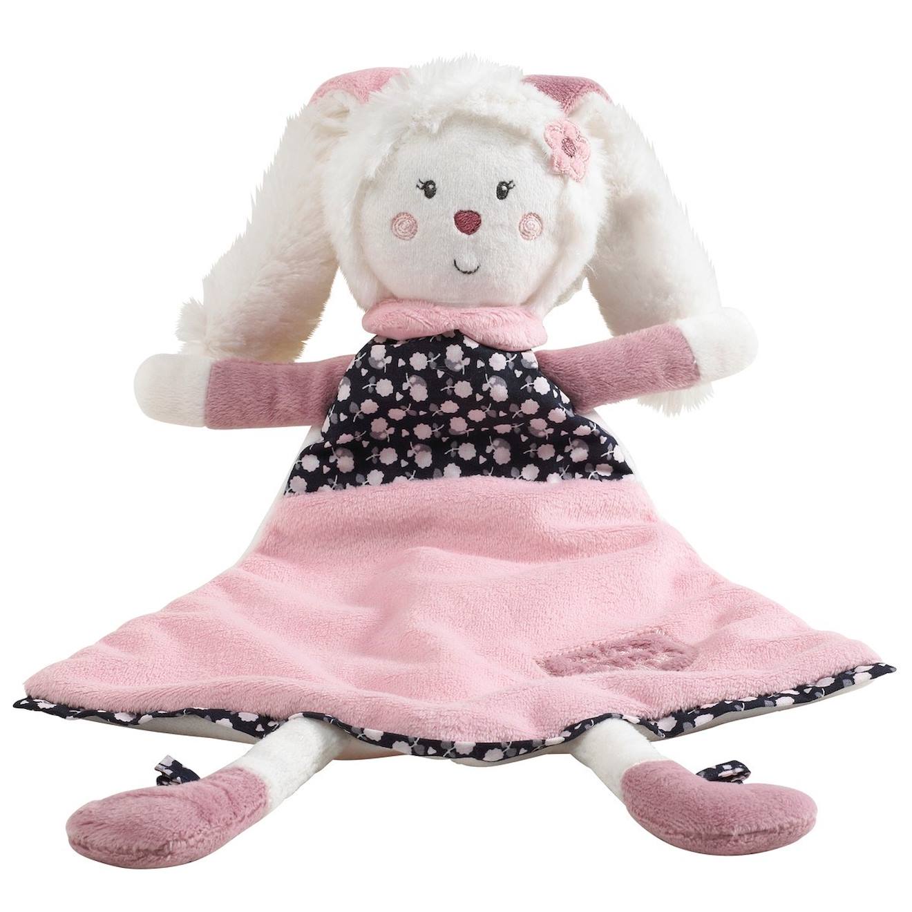 Doudou Mouchoir Lapin En Velours Blanc