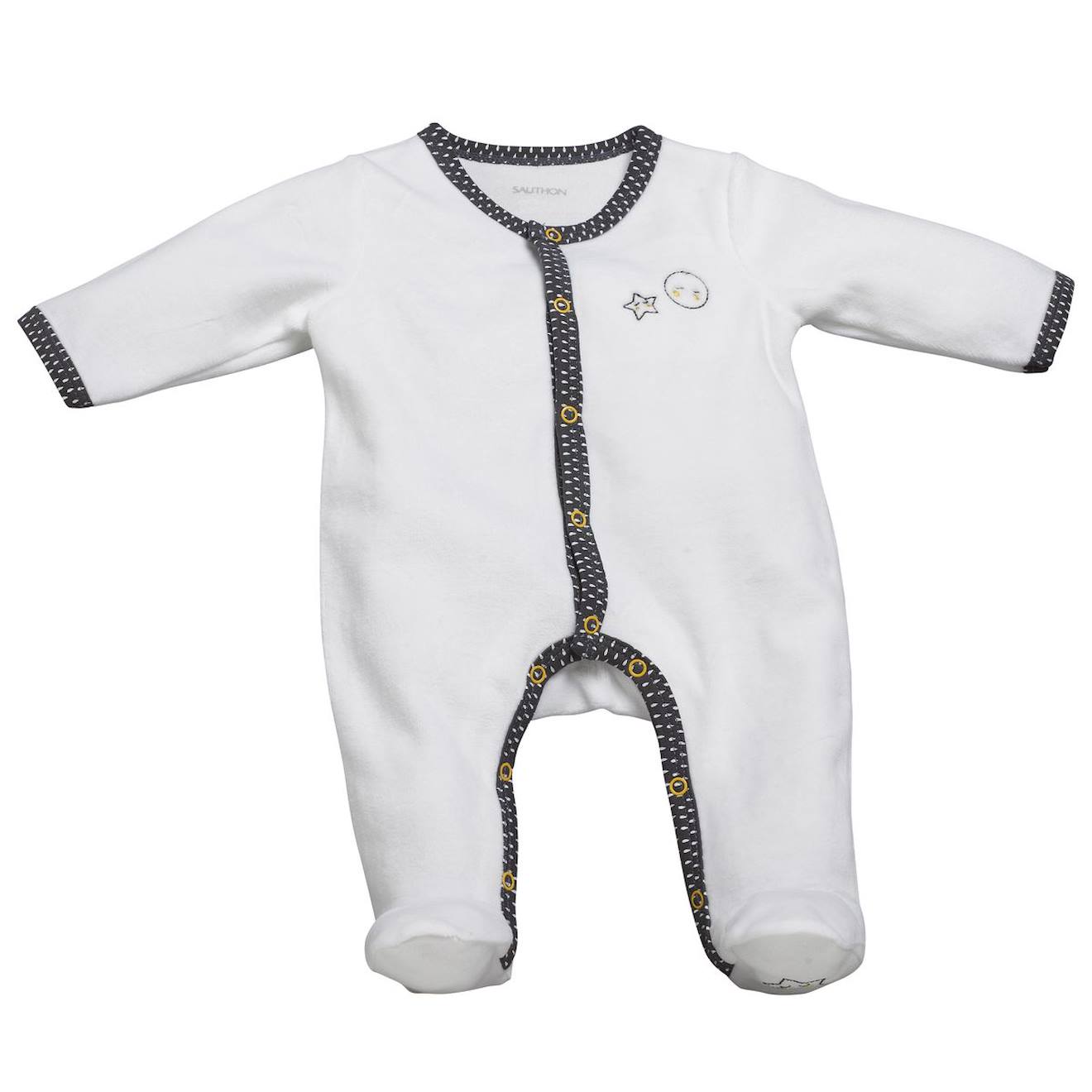 Pyjama Bébé En Velours Blanc/gris