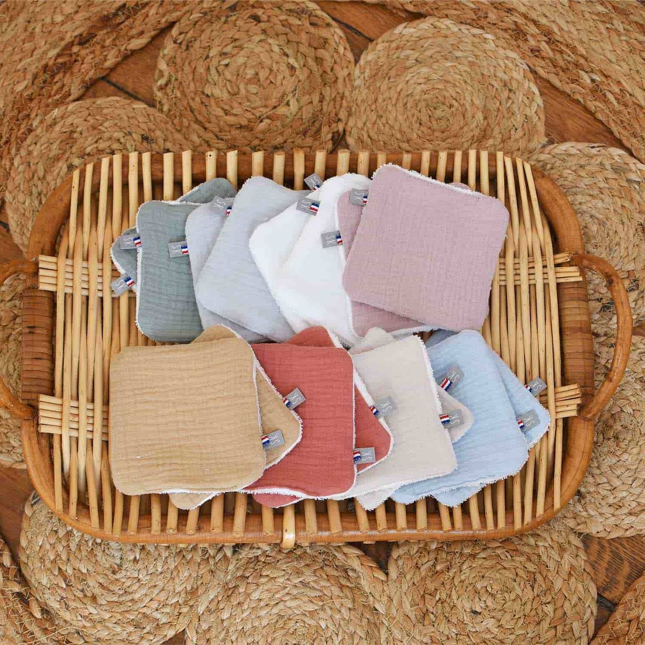 Lot De 8 Lingettes Lavables Bambou Et Gaze De Coton Jeanne Multicolore (Sevira Kids) - Image 1