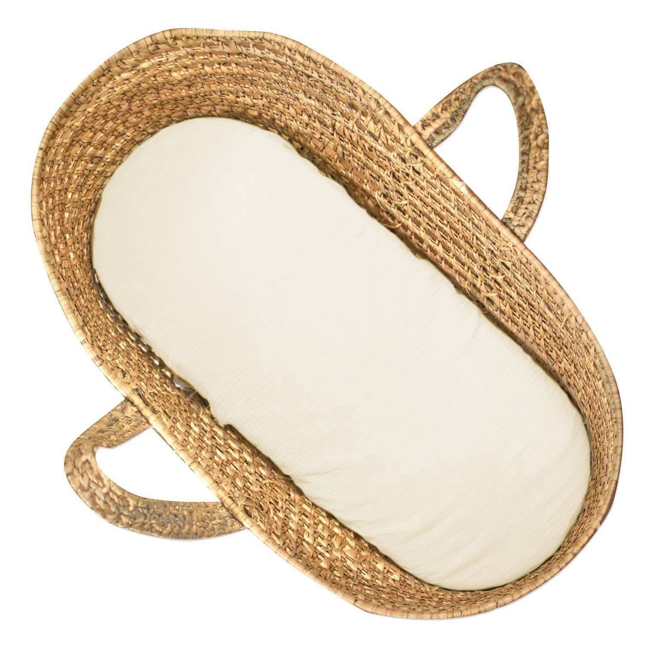 Drap Housse Couffin Ovale En Gaze De Coton Jeanne Écru