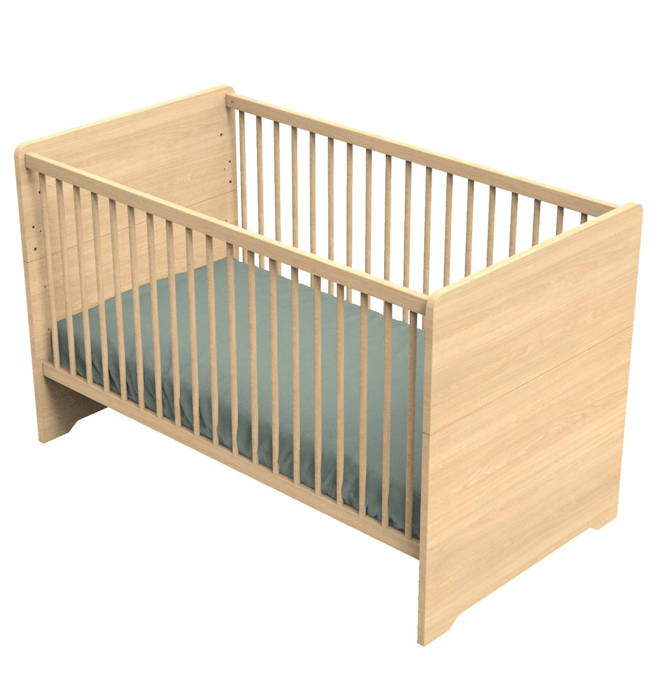 Lit Bébé Évolutif - Little Big Bed En Bois Décor Chêne Miel - Cannelle Marron
