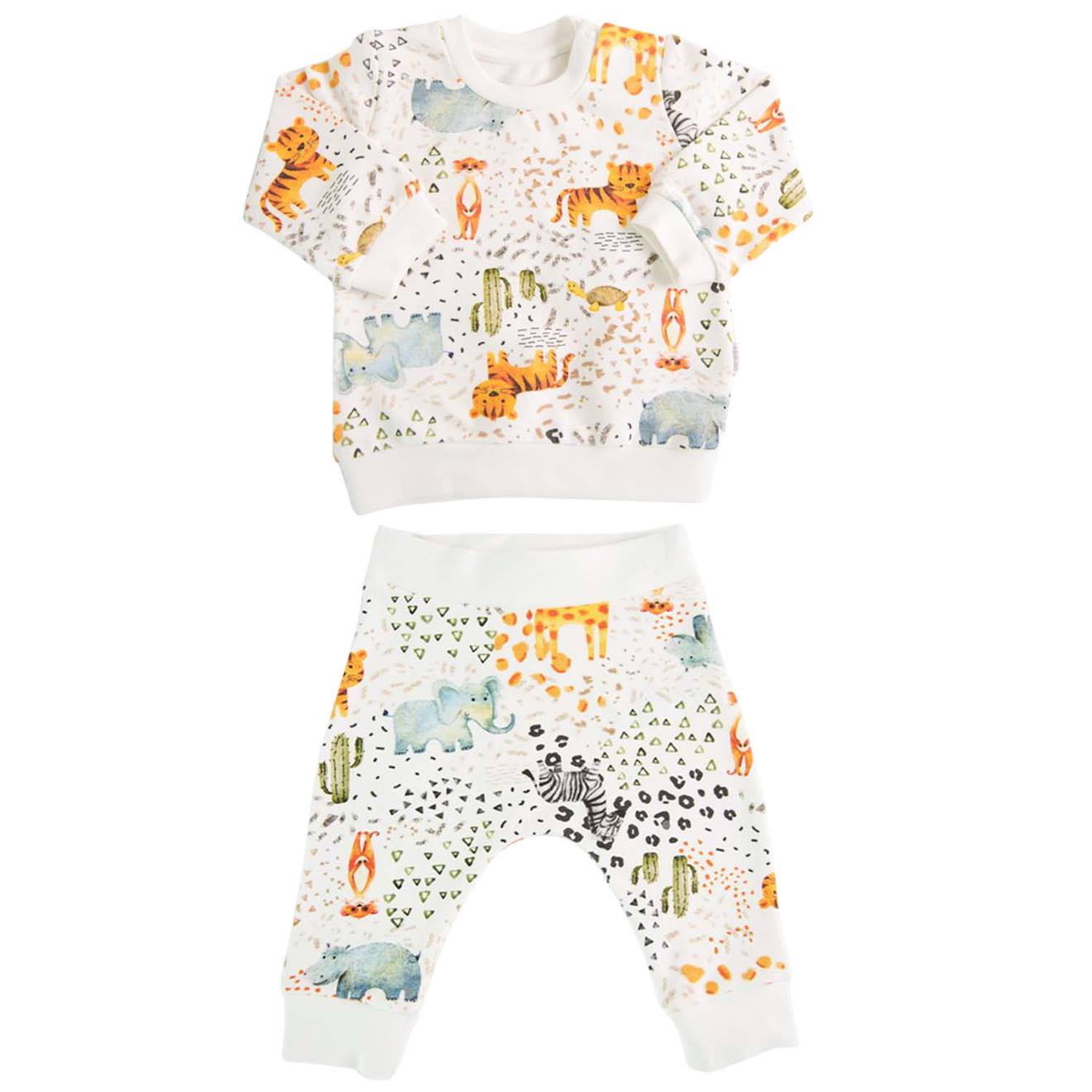 Ensemble Bébé 2 Pièces En Coton Bio Safari Multicolore