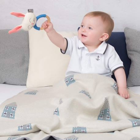 Couverture en coton bio gots Écru, dino+Écru, hippo+Écru, motifs bleu+Gris, champi+Gris, chatons+Gris, flammant rose+Gris, licorne+Multicolore, toucan+Rose, chat 14 - vertbaudet enfant 