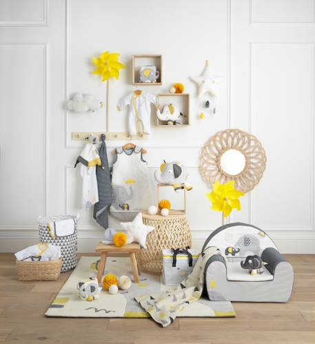 Pyjama bébé en velours - babyfan Blanc/gris+Blanc/jaune 9 - vertbaudet enfant 