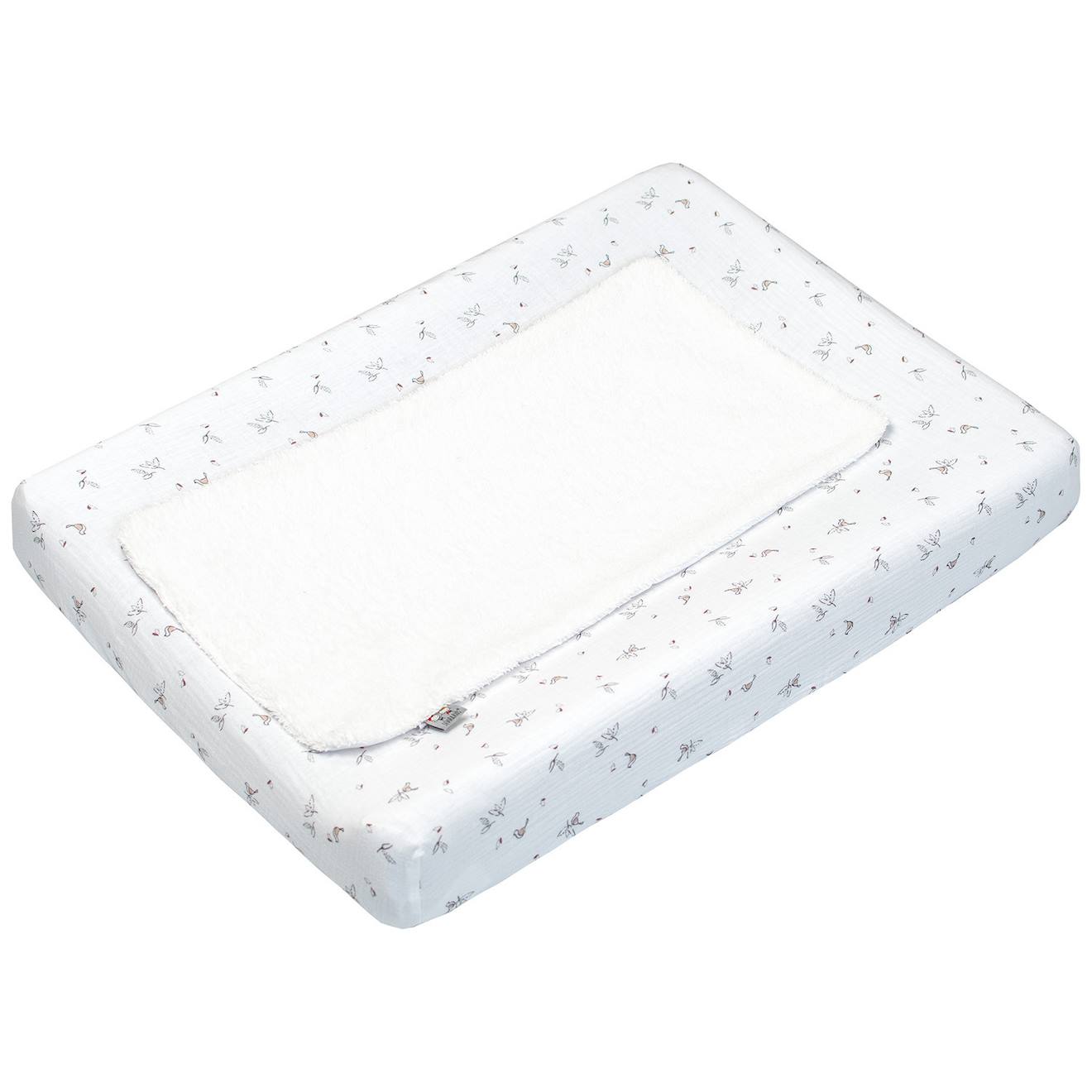 Set Housse De Matelas À Langer + Tapis De Change Safari Blanc Imprimé Minimaliste