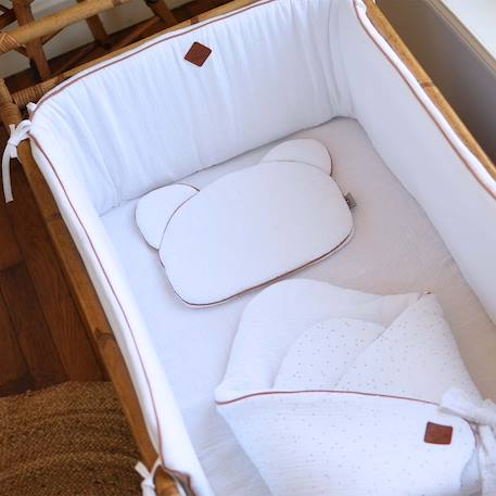 Oreiller bébé plat ourson en gaze de coton jeanne Beige+Blanc+Camel+Écru+Gris clair+Terracotta+Vert de gris+Vieux rose 27 - vertbaudet enfant 