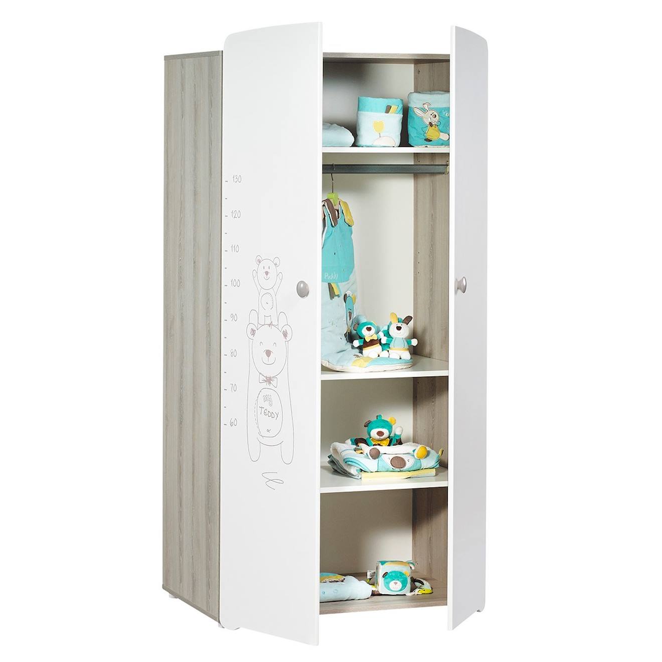Armoire 2 Portes Bébé En Mélamine - Teddy Blanc (Baby Price) - Image 1