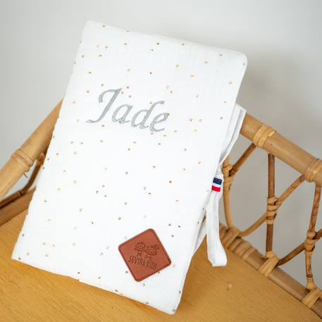 Protège carnet de santé en gaze de coton jeanne Beige+Blanc+Blanc à pois or+Bleu+Camel+Écru+Gris clair+Terracotta+Vert de gris+Vieux rose 12 - vertbaudet enfant 