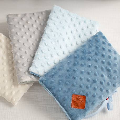Protège carnet de santé en minky Bleu+Camel+Denim+Écru+Gris+Rose+Vert émeraude 17 - vertbaudet enfant 