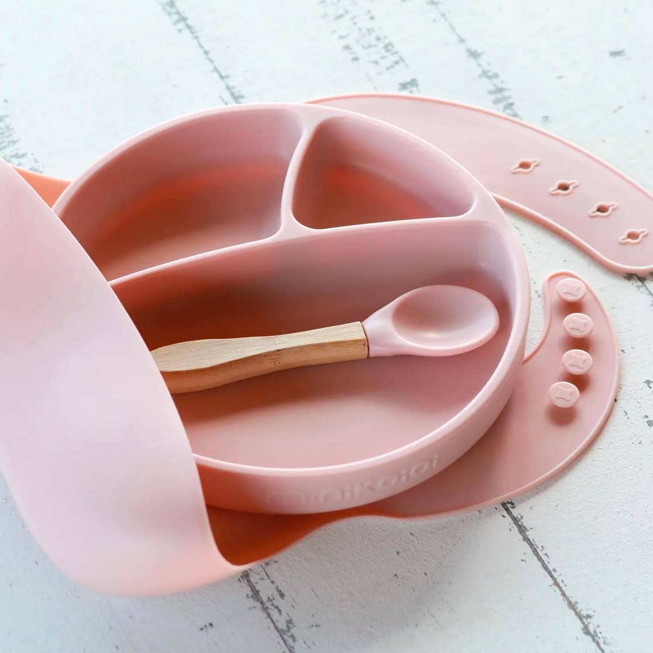 Assiette Bébé À Ventouse En Silicone Rose Clair (Minikoioi) - Image 2