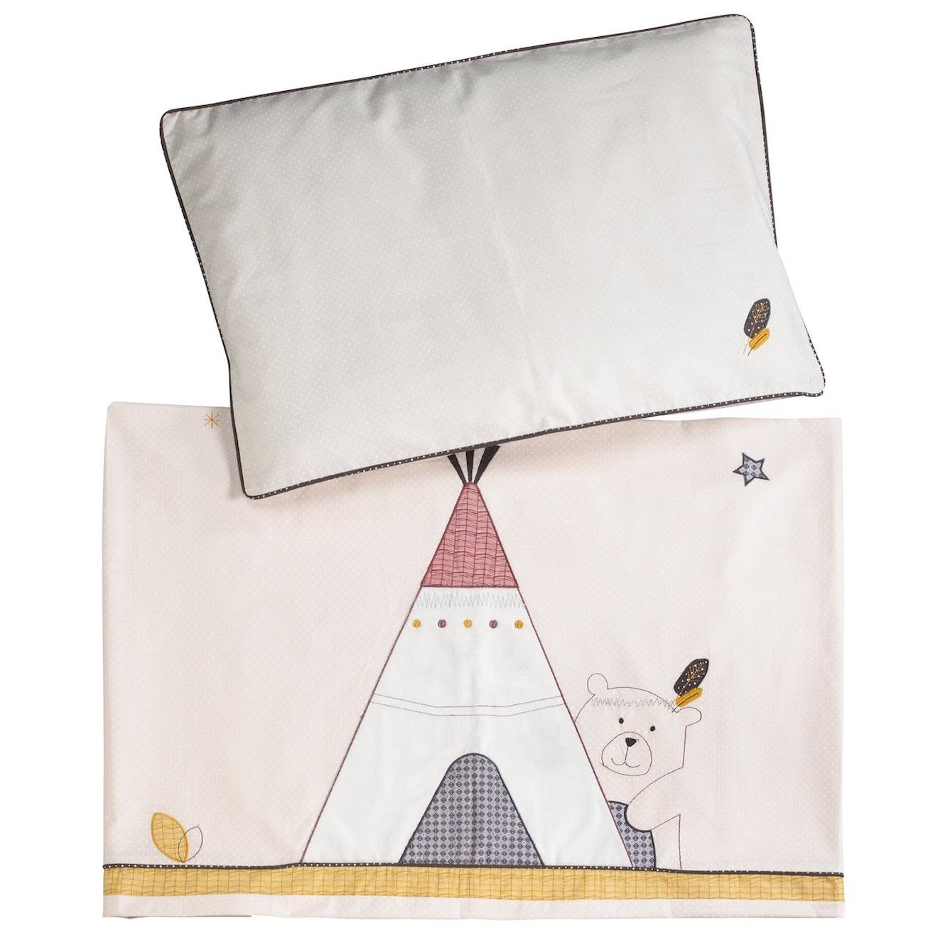 Housse De Couette Et Taie En Coton Beige