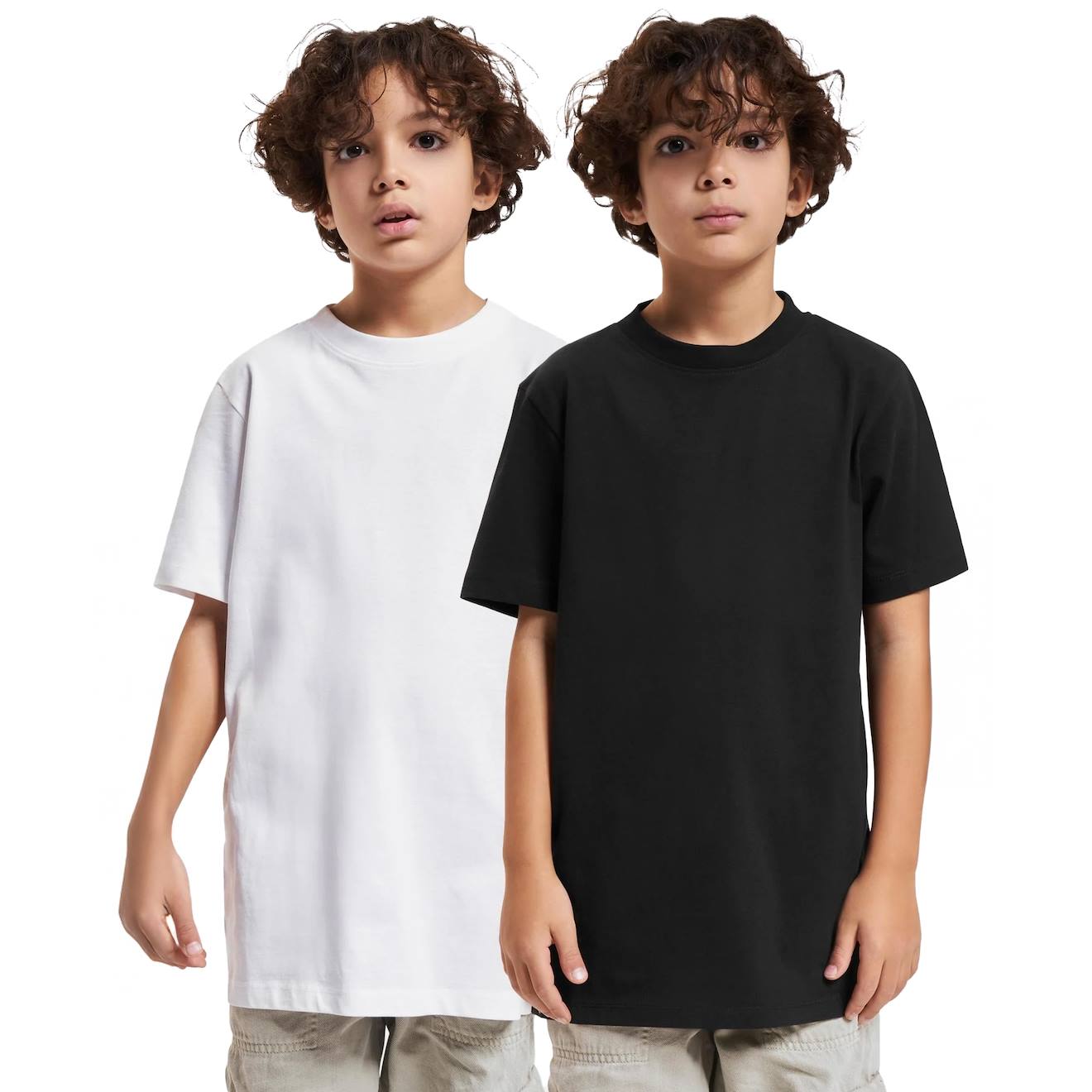 Lot 2 T-shirts Coton Basic Blanc / Noir