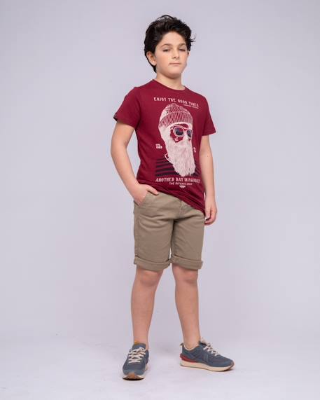 Bermuda chino bavolta garçon Beige+Bleu marine+Cognac+Marron+Noir+Rouge framboise 16 - vertbaudet enfant 