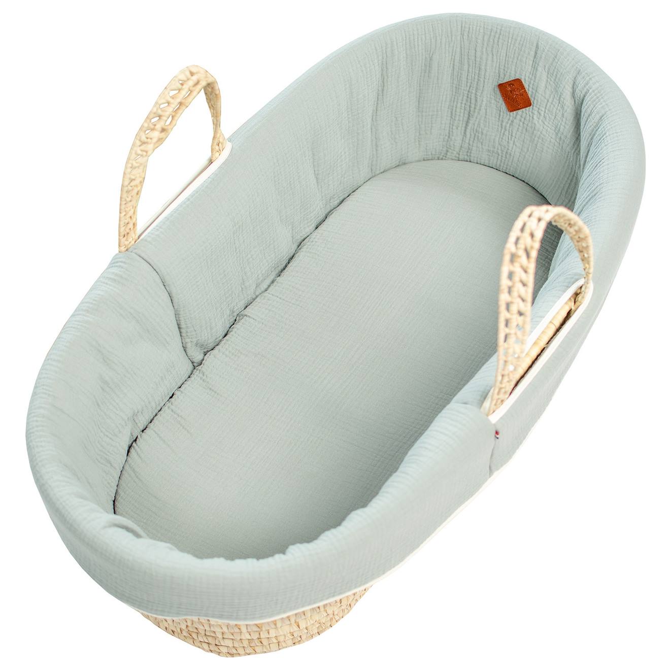 Habillage De Couffin En Gaze De Coton Jeanne Vert De Gris