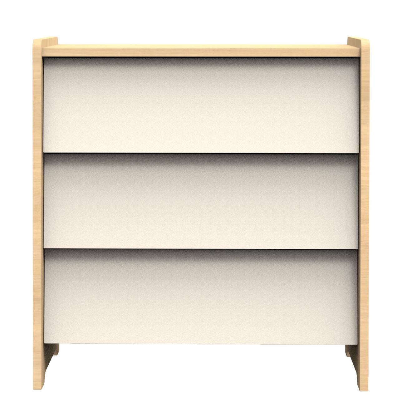 Commode 3 Tiroirs Façades Inclinées En Bois Décor Chêne Miel - Cannelle Beige