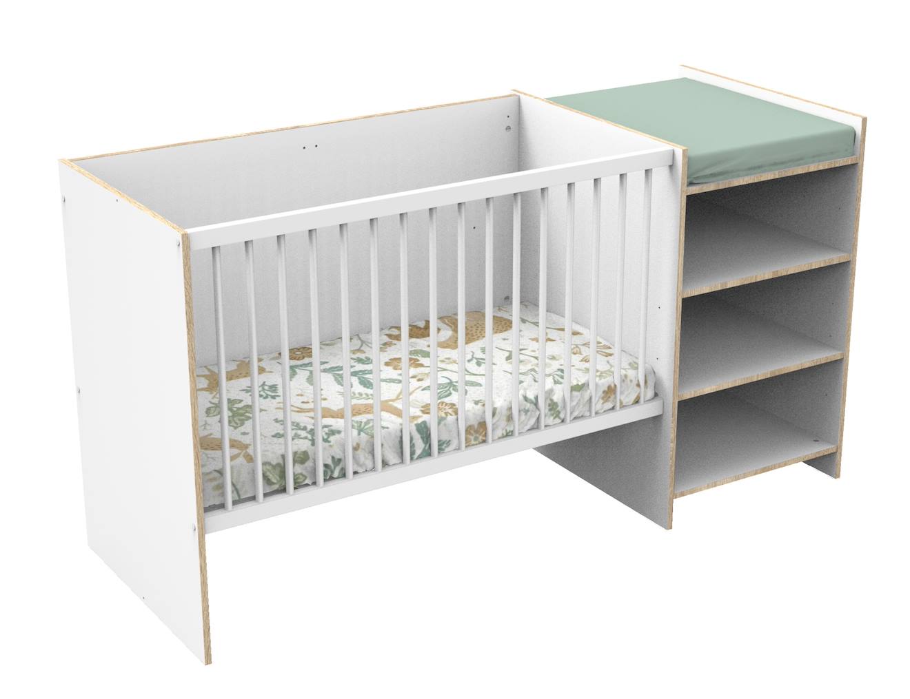 Baby Price - Lit Bébé Combiné Évolutif En Bois Blanc/marron