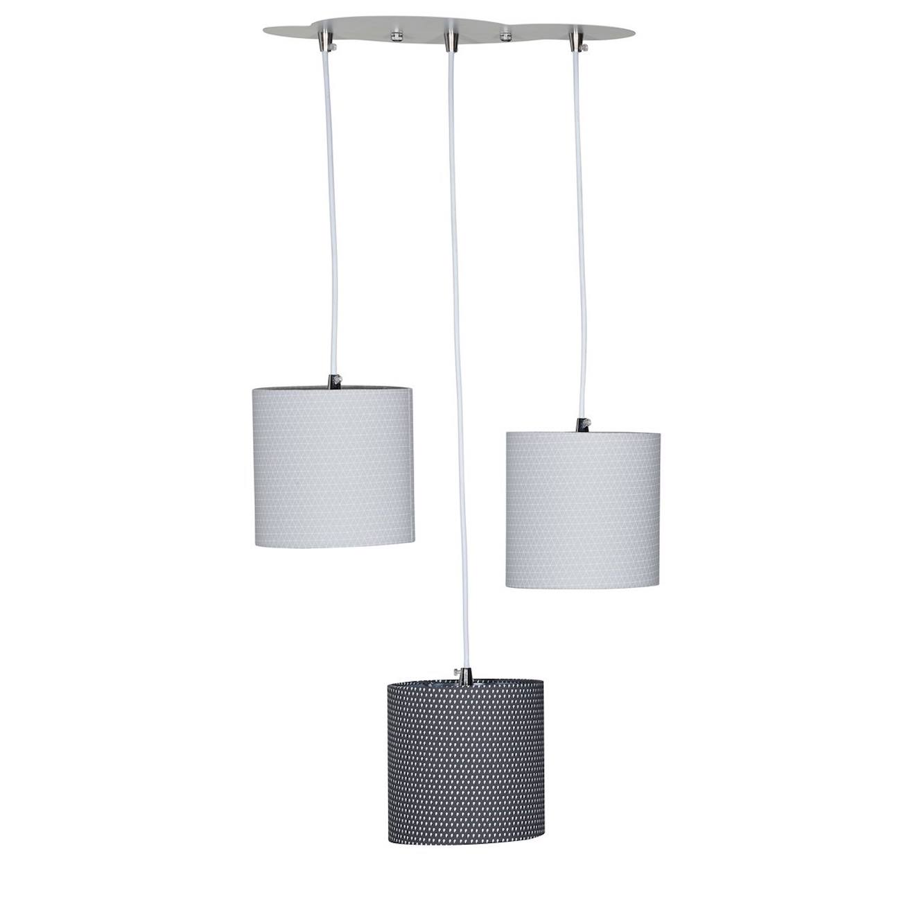 Suspension Lumineuse Trio Plafonnier En Coton Gris