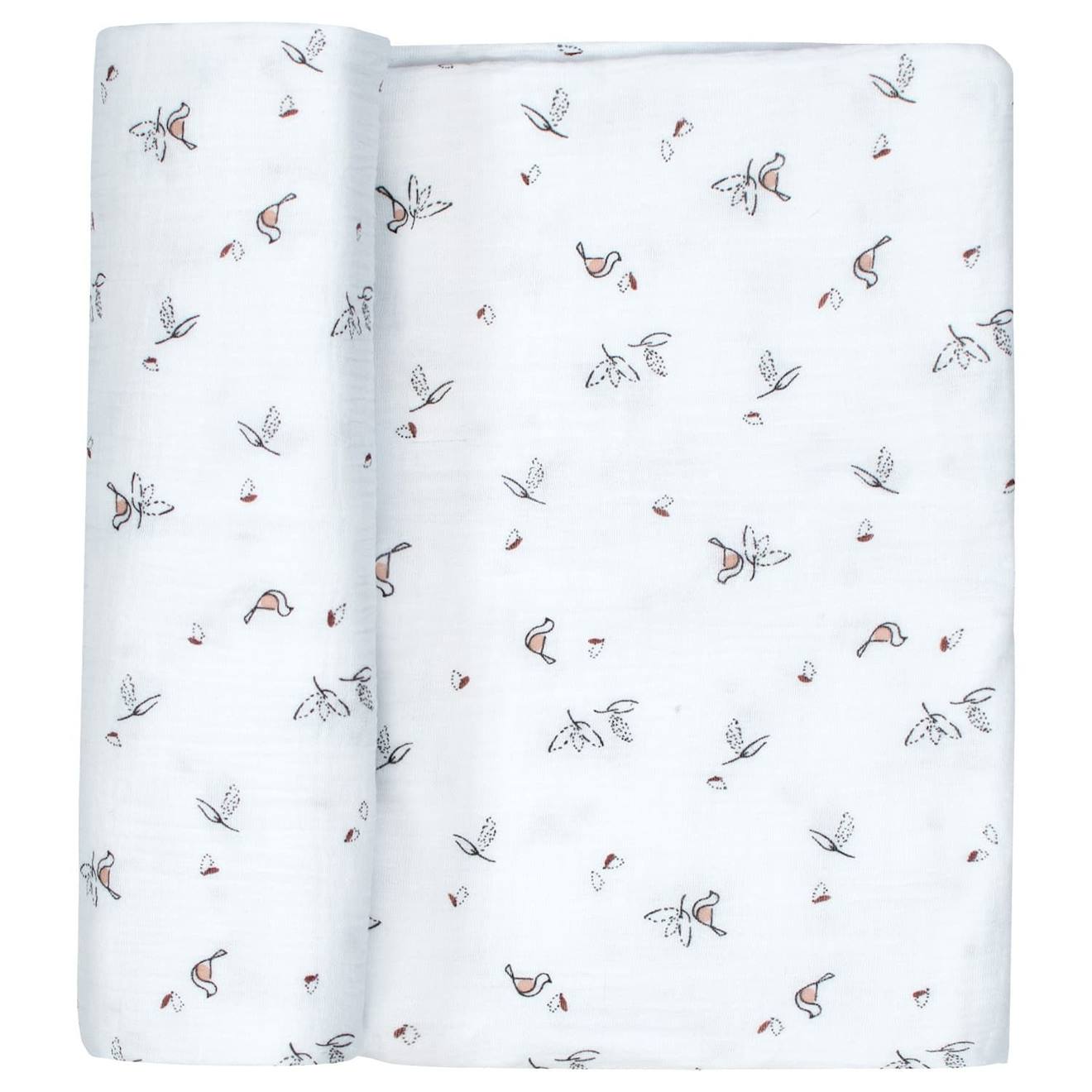 Maxi Lange En Gaze De Coton Melody Blanc Imprimé Minimaliste