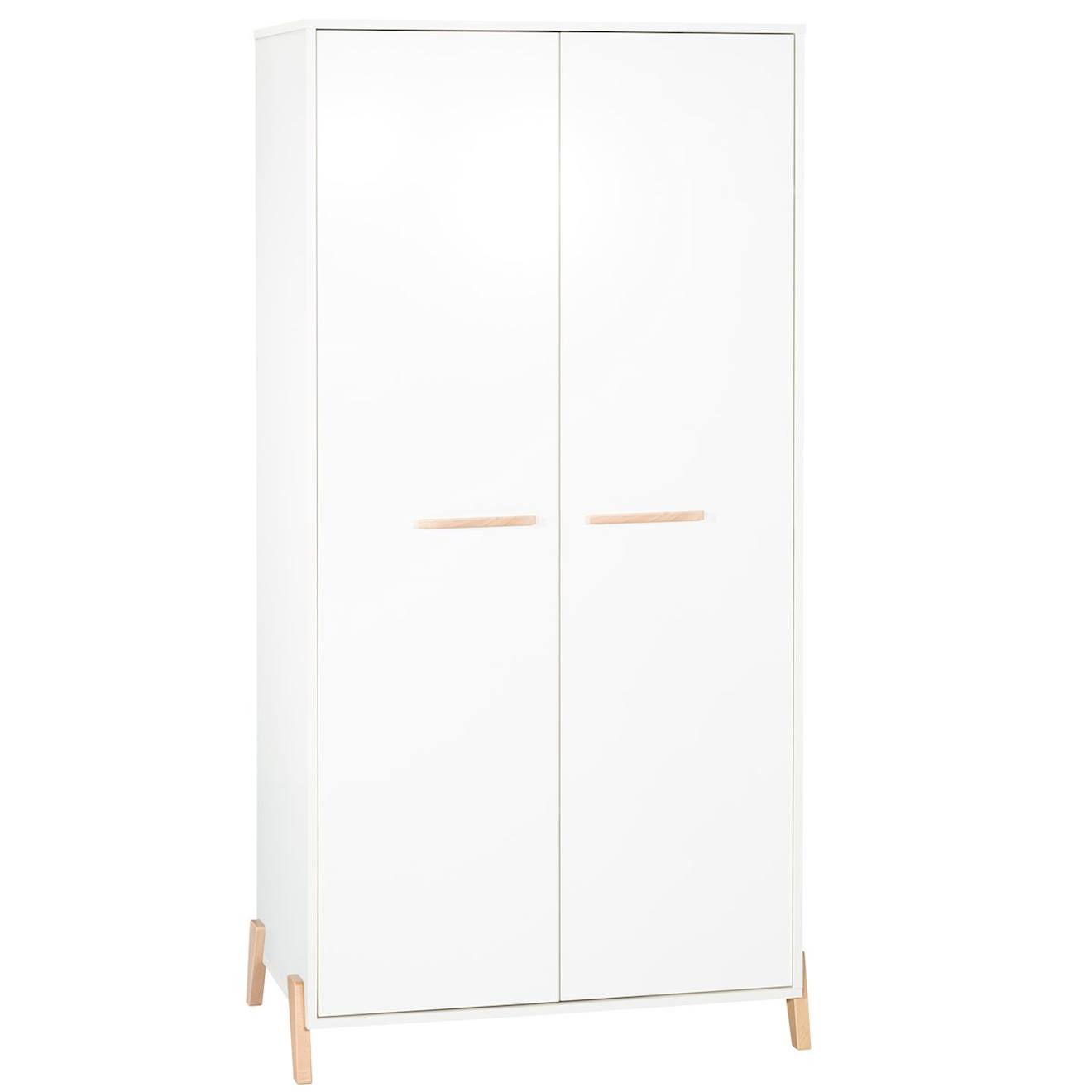 Baby Price - Armoire Bébé 2 Portes Sur Pieds En Bois Blanc/marron