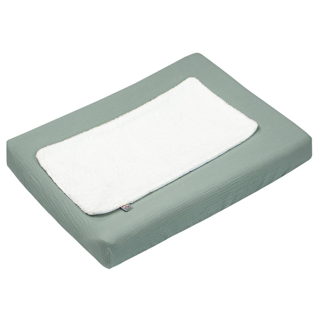 Housse De Matelas À Langer + Éponge Bambou Jeanne Vert De Gris
