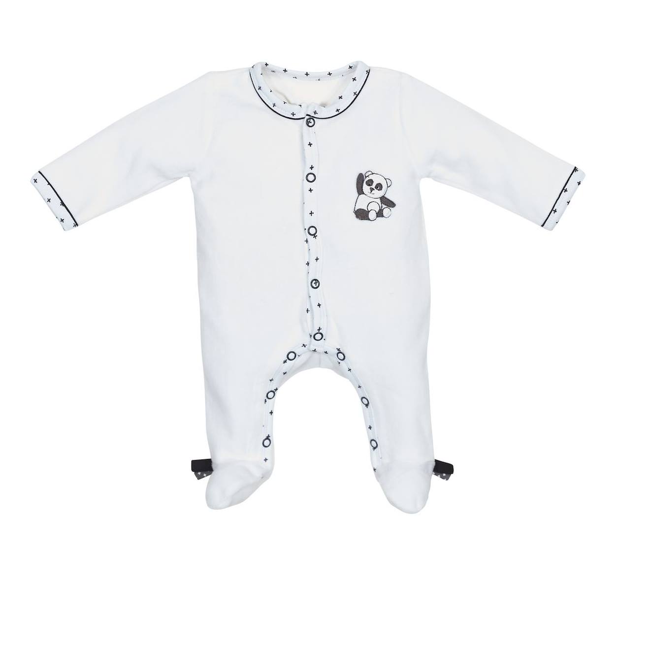 Pyjama Bébé À Manches Longues En Velours Blanc