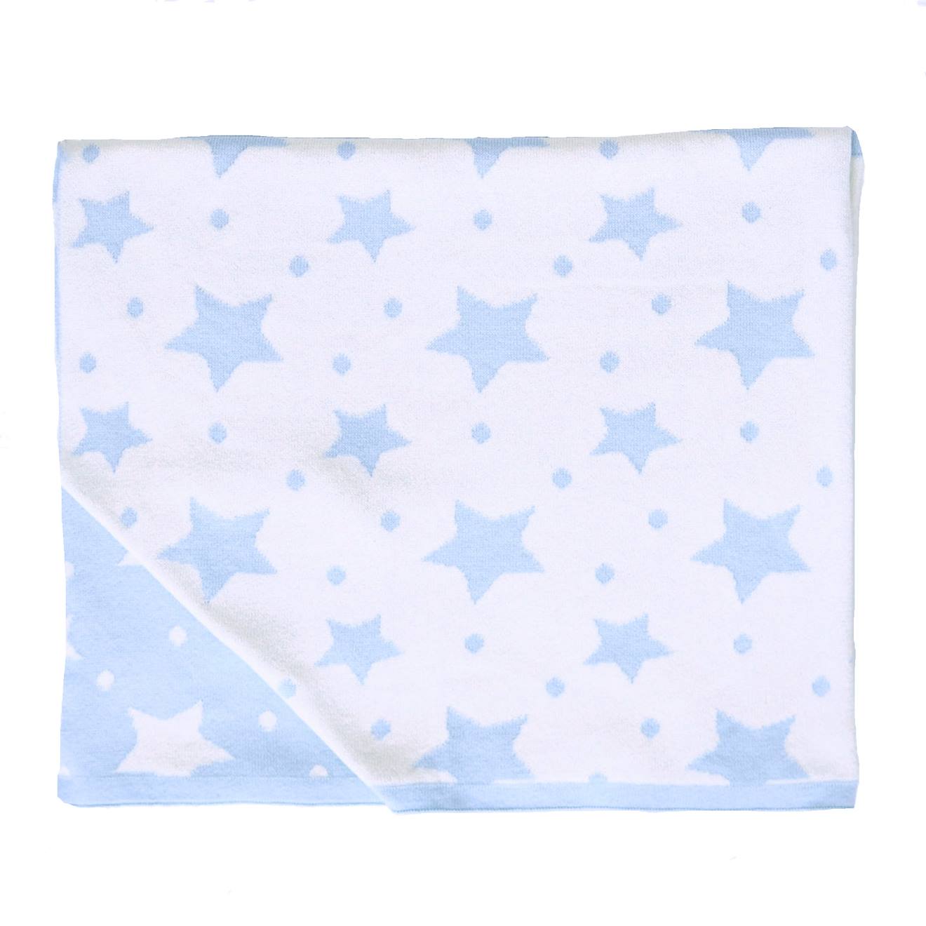 Couverture En Coton Bio Gots Étoiles, Bleu