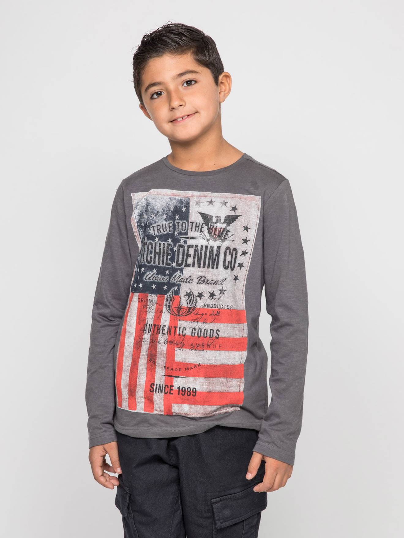 T-shirt Manches Longues Col Rond Pur Coton Jobary-j Gris