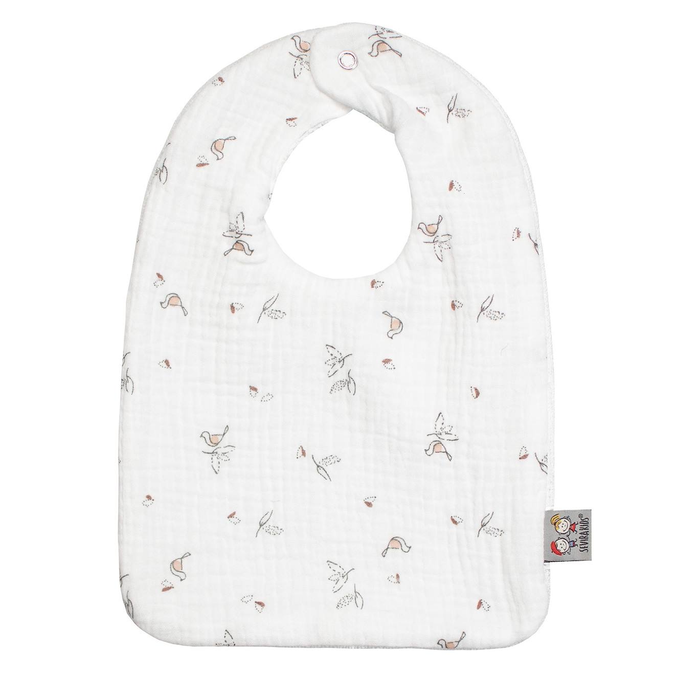 Bavoir En Gaze De Coton Melody Blanc Imprimé Minimaliste