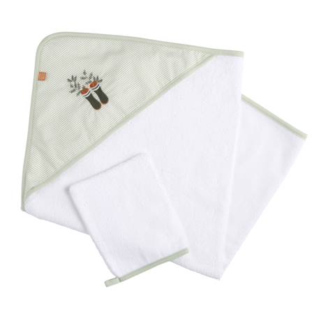 Cape de bain plus gant en coton - botanica  - vertbaudet enfant