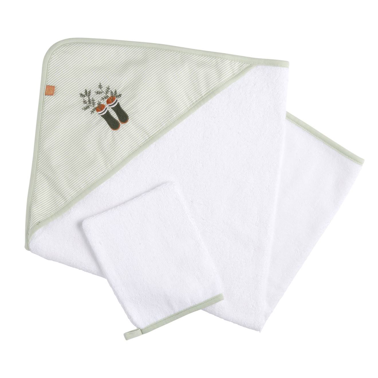 Cape De Bain Plus Gant En Coton Blanc