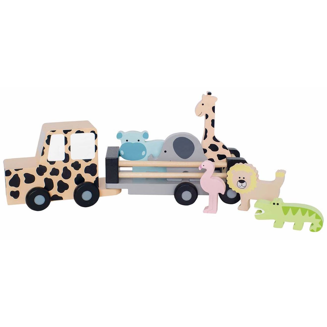 Jabadabado - Jouet En Bois - Grande Voiture Jeep Safari Multicolore