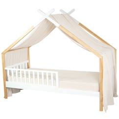 Linge de maison et décoration-Ciel de lit cabane toile en gaze de coton jeanne 420 x 130 cm