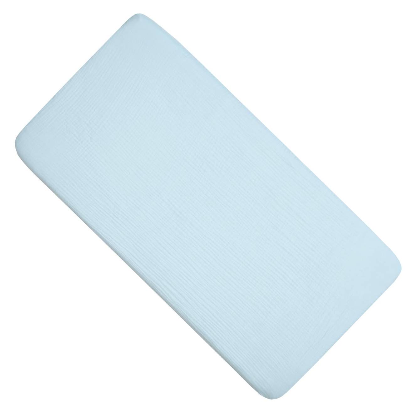 Drap Housse Berceau En Gaze De Coton Jeanne Bleu