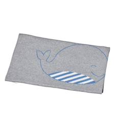 Puériculture-Chancelières, plaid-Plaid-Couverture maille en coton - blue baleine