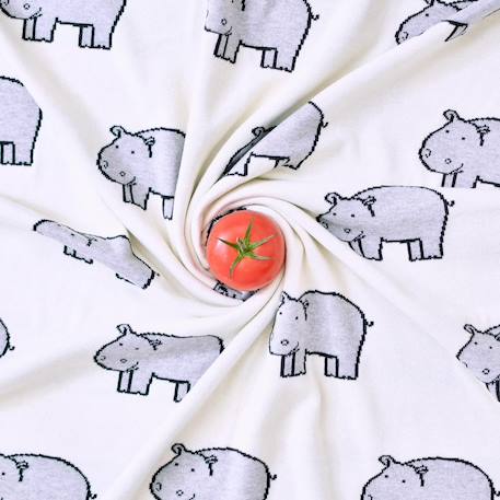 Couverture en coton bio gots Écru, dino+Écru, hippo+Écru, motifs bleu+Gris, champi+Gris, chatons+Gris, flammant rose+Gris, licorne+Multicolore, toucan+Rose, chat 11 - vertbaudet enfant 