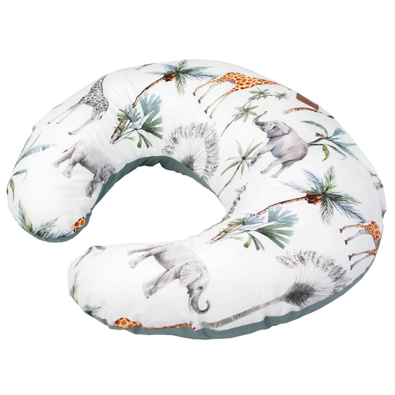 Sevira kids - Coussin D'allaitement Ergonomique + Housse Safari Blanc Imprimé Safari