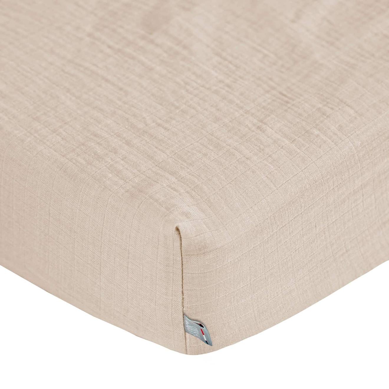 Drap Housse En Gaze De Coton À Carreaux Beige