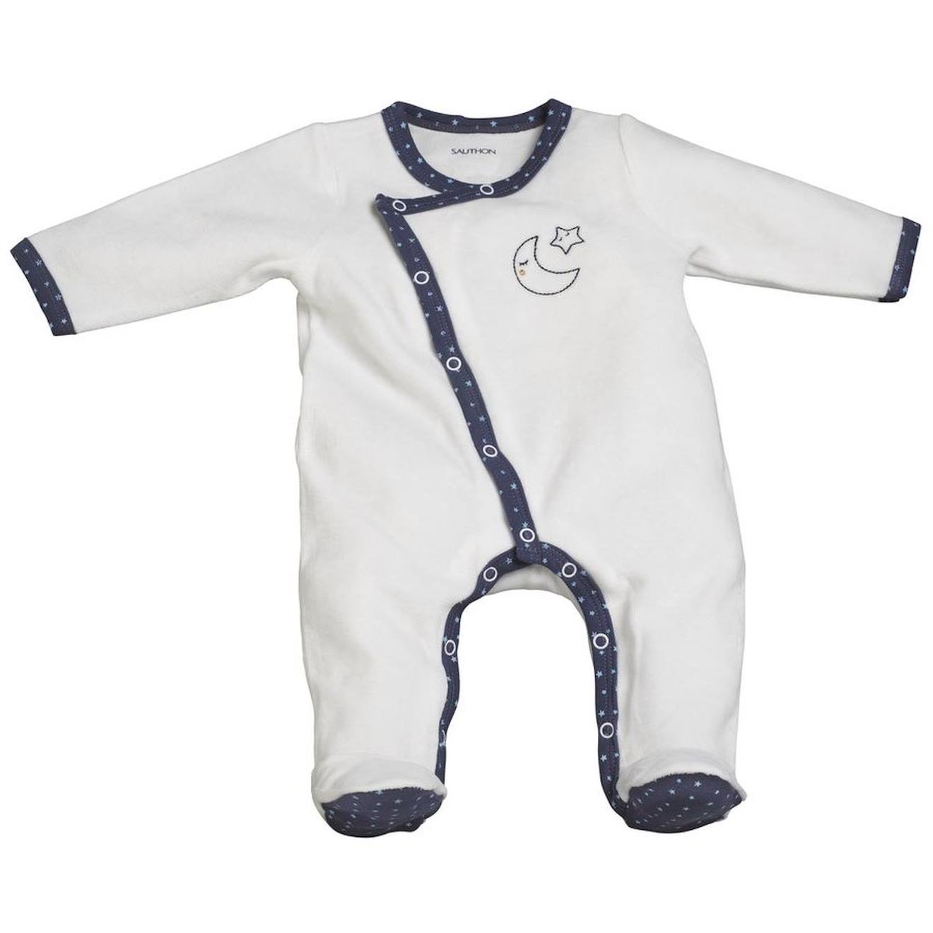 Pyjama Bébé À Manches Longues En Velours Blanc