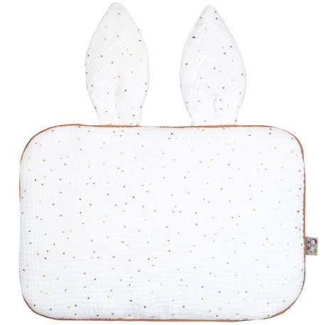 Oreiller plat lapin en gaze de coton jeanne Beige+Blanc+Blanc à pois or+Bleu+Camel+Écru+Gris clair+Terracotta+Vert de gris 12 - vertbaudet enfant 
