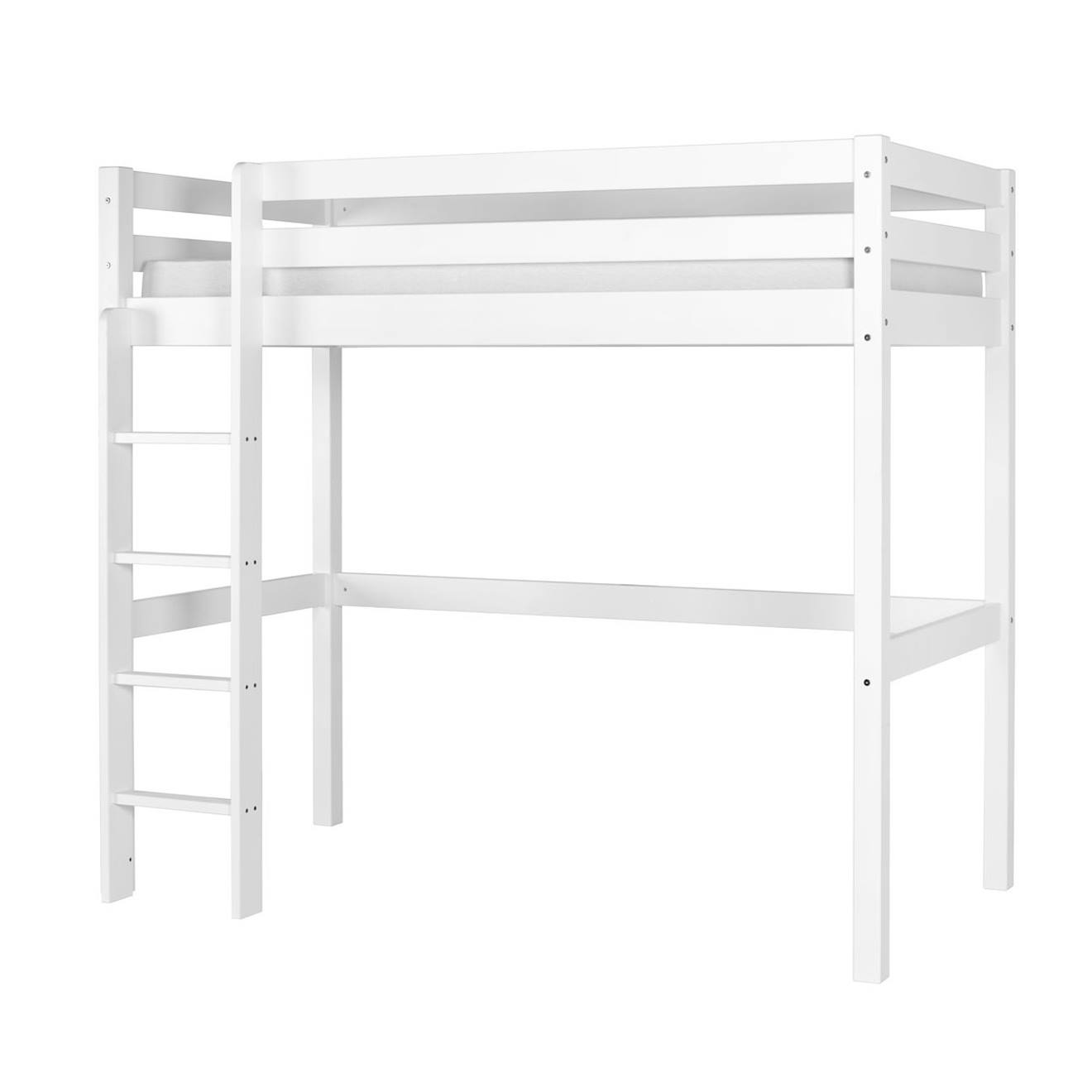 Pack Lit Mezzanine Avec Matelas Bois Massif Aaron Blanc