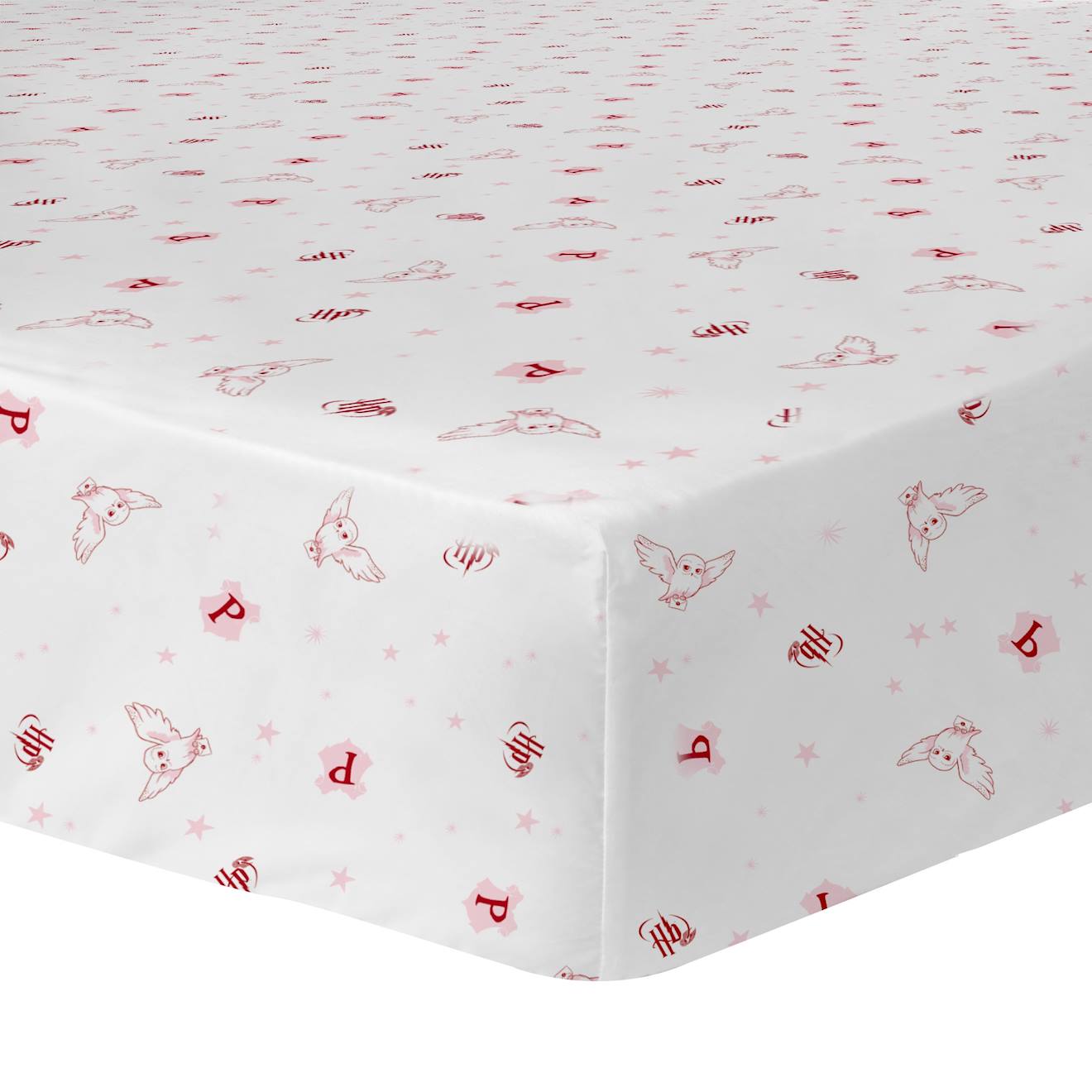 Drap-housse Imprimé 100% Coton, Harry Potter Fly Blanc