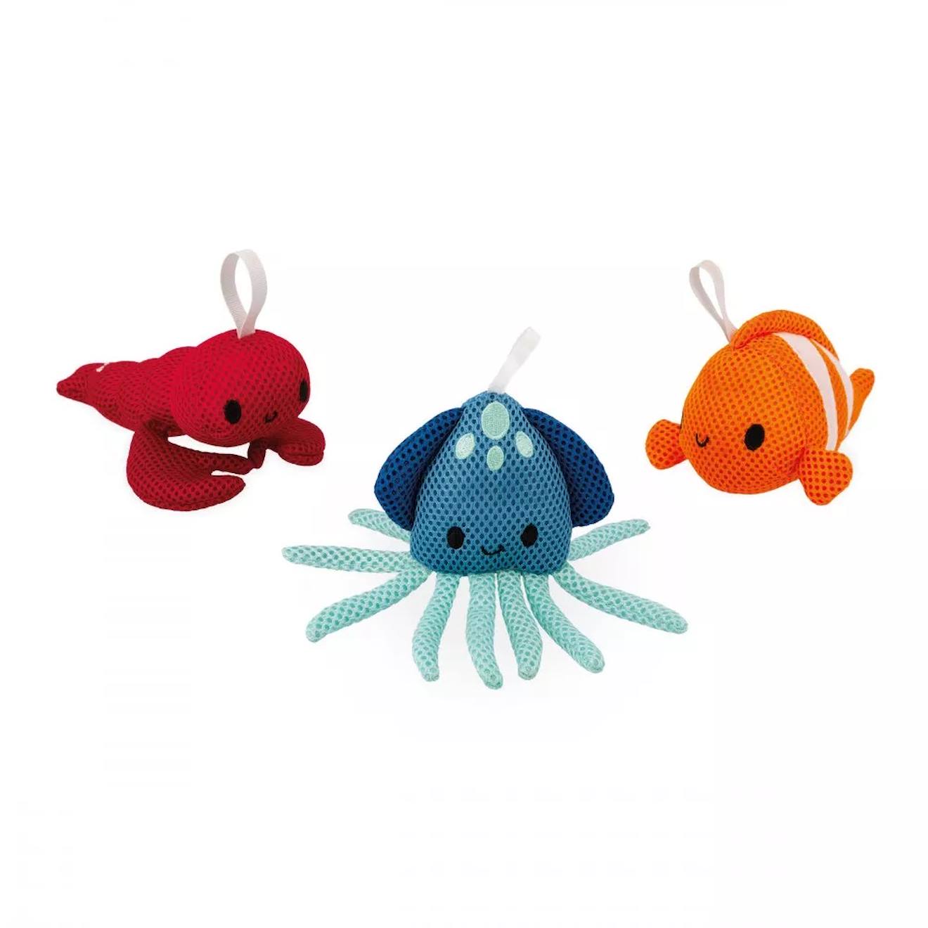 3 Éponges De Bain Animaux Marins Bleu