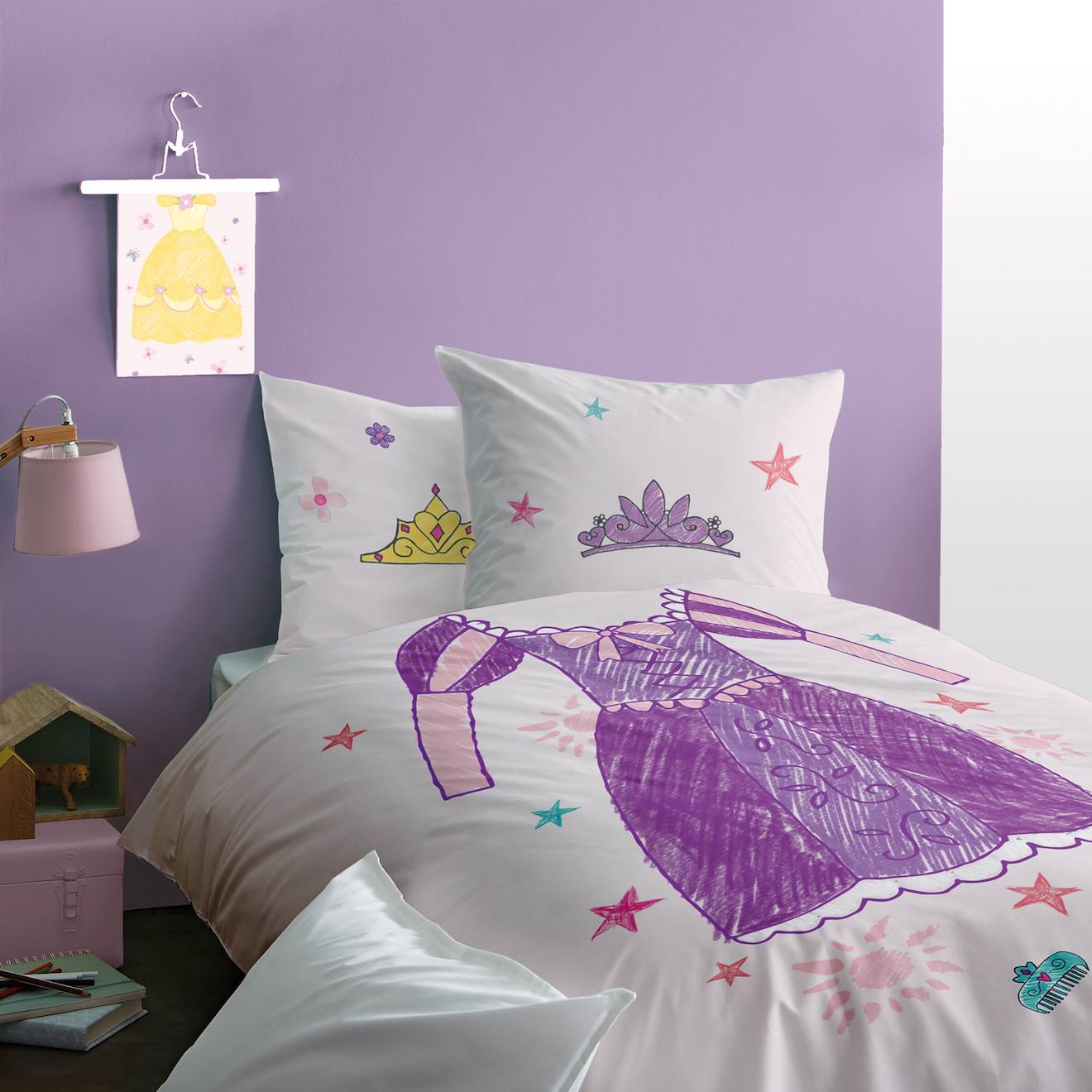Parure De Lit Imprimée 100% Coton, Disney Home Princesse Deguisement Rose