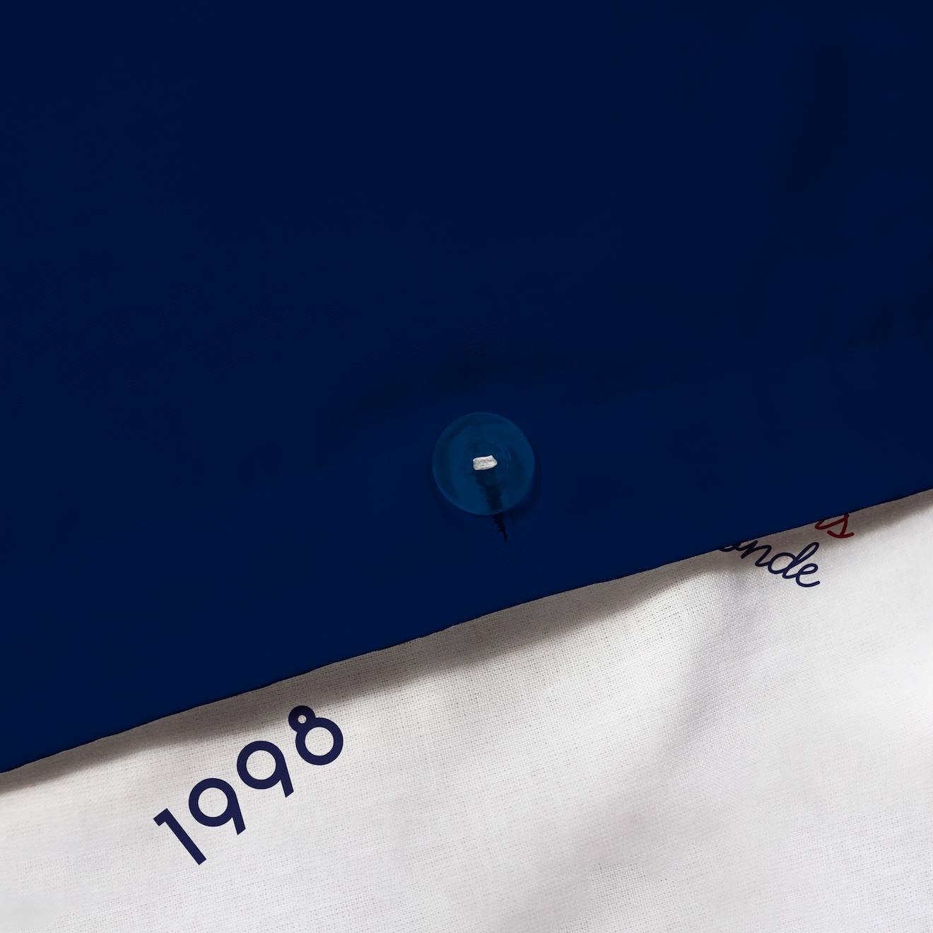 Parure De Lit Équipe De France FFF 100% Coton - Housse De Couette 220x240 + Taies - Imprimé Réversible Football