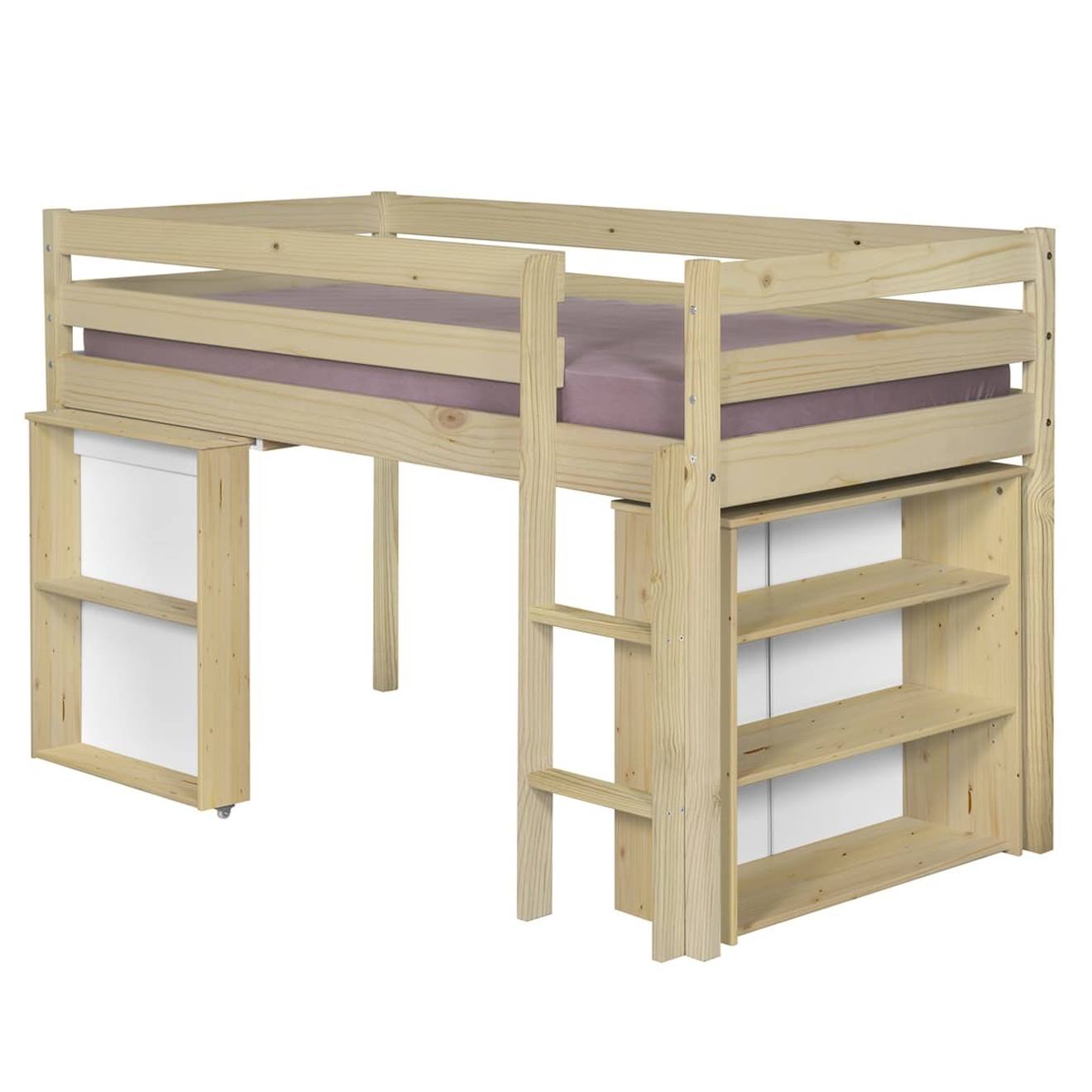 Lit Enfant Combiné Avec Matelas Bois Massif Davon Bois