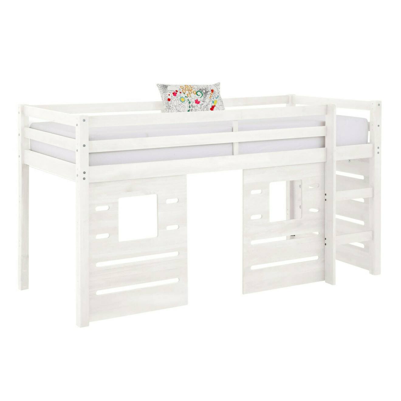 Lit Mi-hauteur Bois Massif Alma Blanc