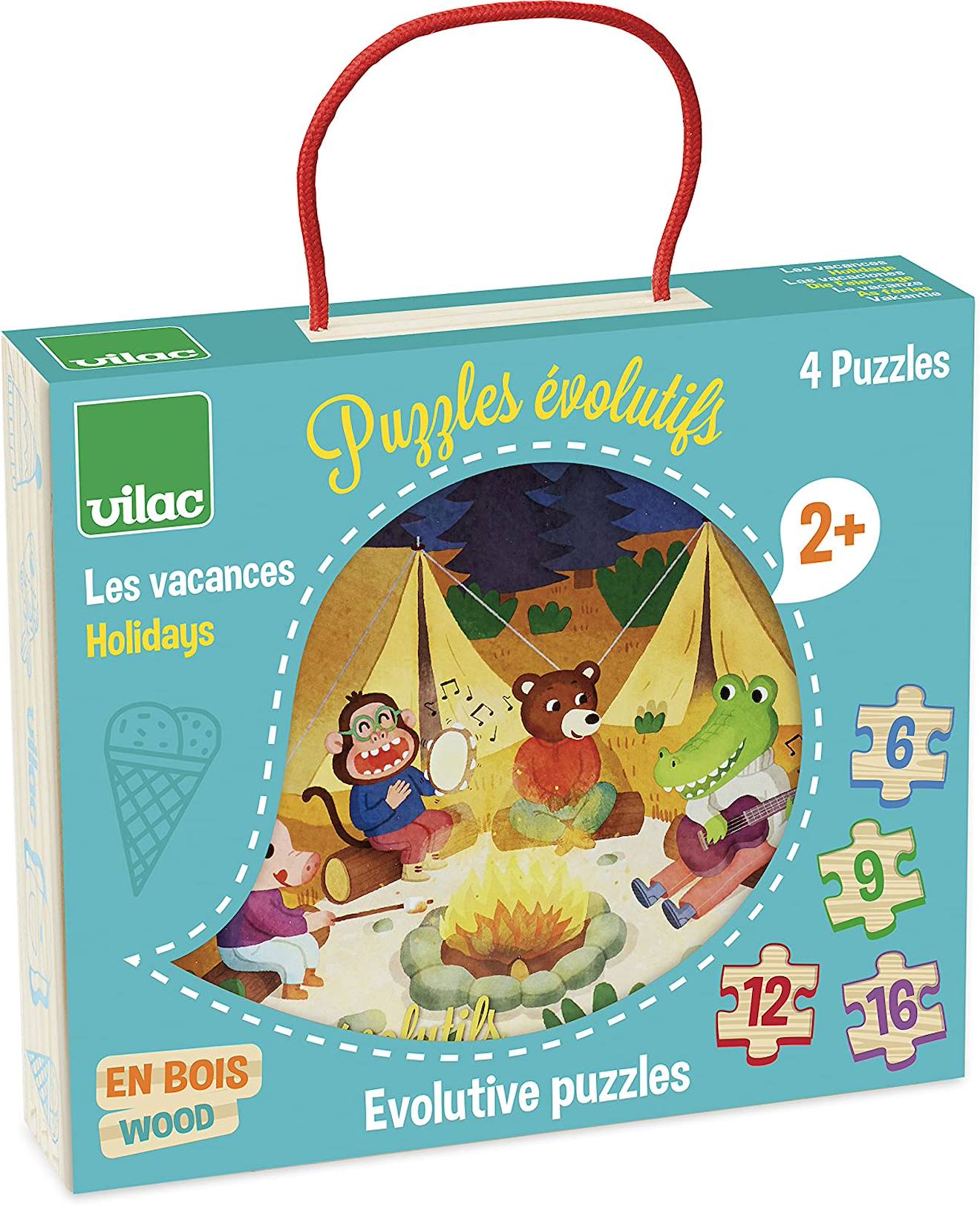 Vilac - 4 Puzzles Évolutifs Vacances Bleu