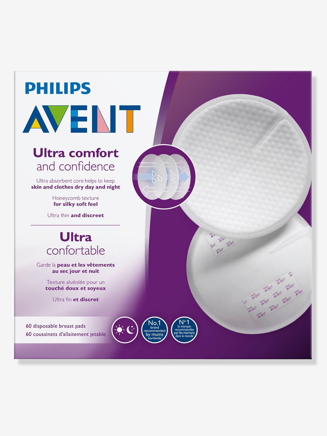 Lot de 60 coussinets d'allaitement jetables Philips AVENT blanc (Philips Avent) - Image 1